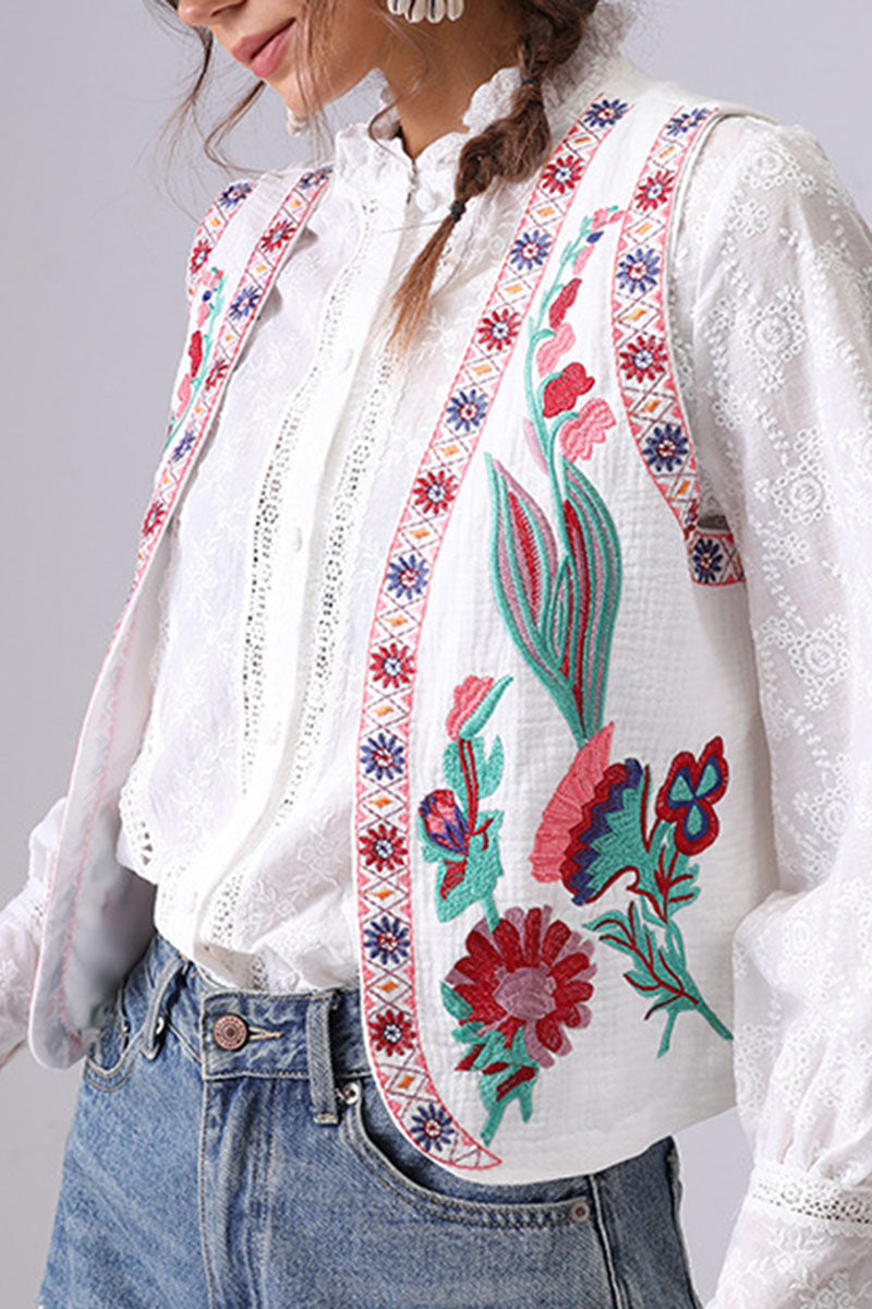 Botanical Pattern Sleeveless Vest