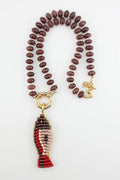 Beaded Fish Charm Toggle Necklace