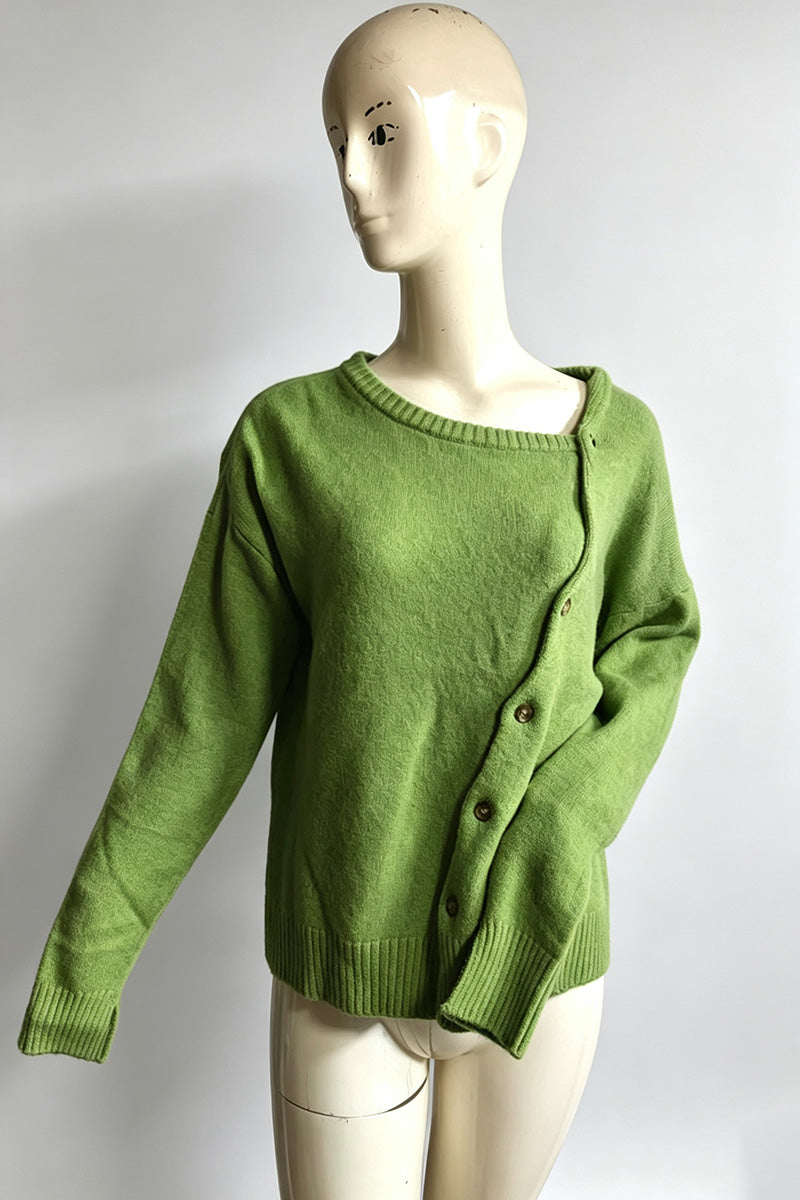 Asymmetric Button Front Knit Cardigan