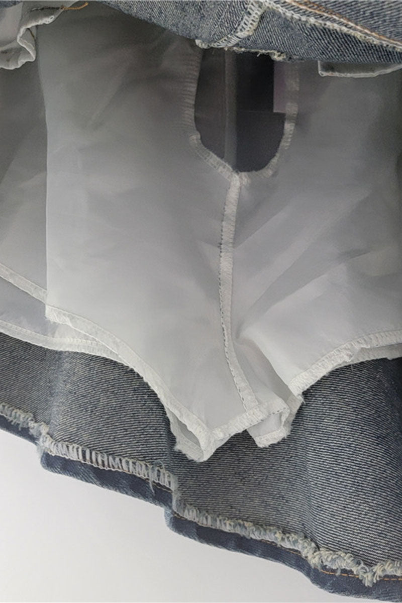 Asymmetrical Hem Denim Skirt