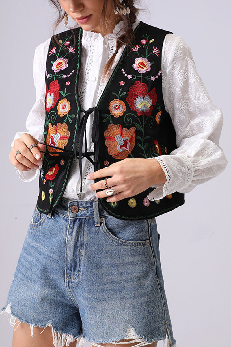 Botanical Pattern Sleeveless Vest