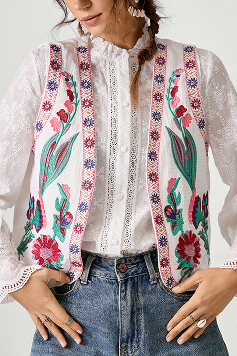 Botanical Pattern Sleeveless Vest