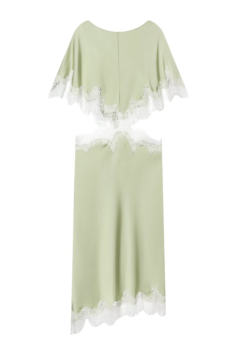 Asymmetric Lace Detail Cutout Dress