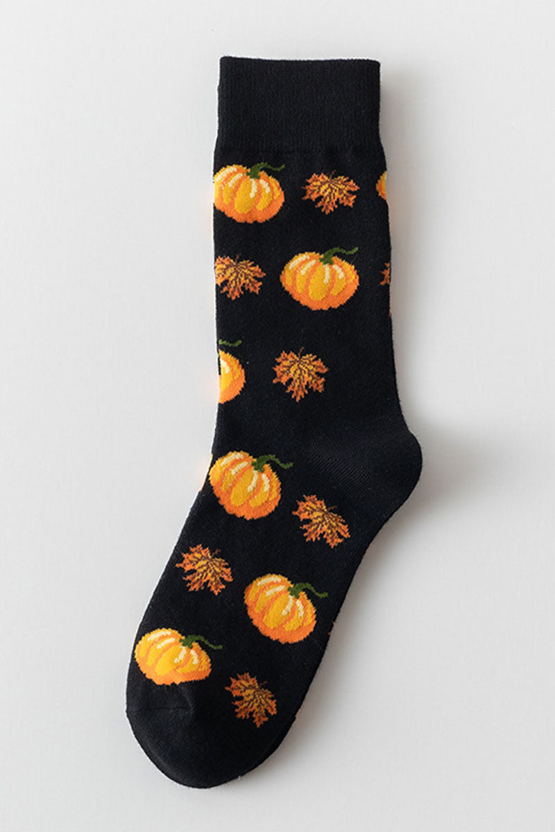 Autumn Pumpkin Squirrel Knit Socks