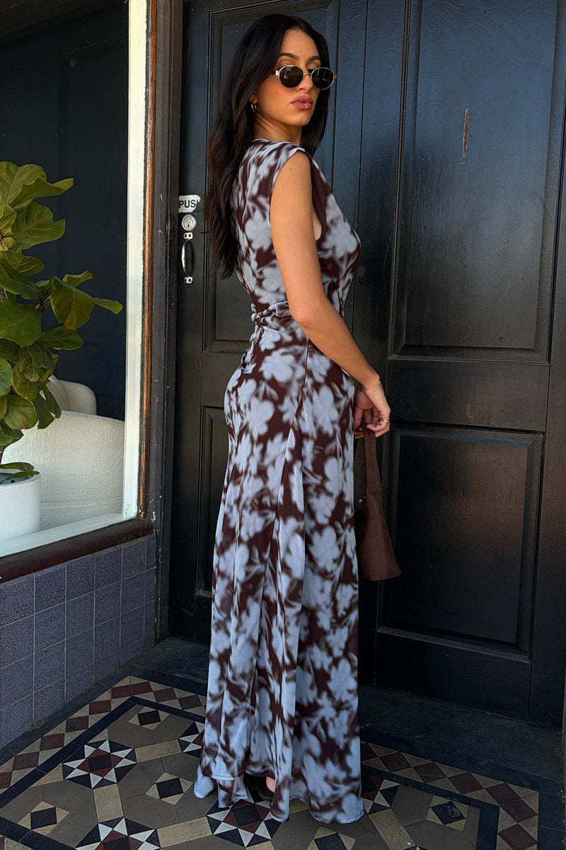 Asymmetrical Off-Shoulder Print Dress