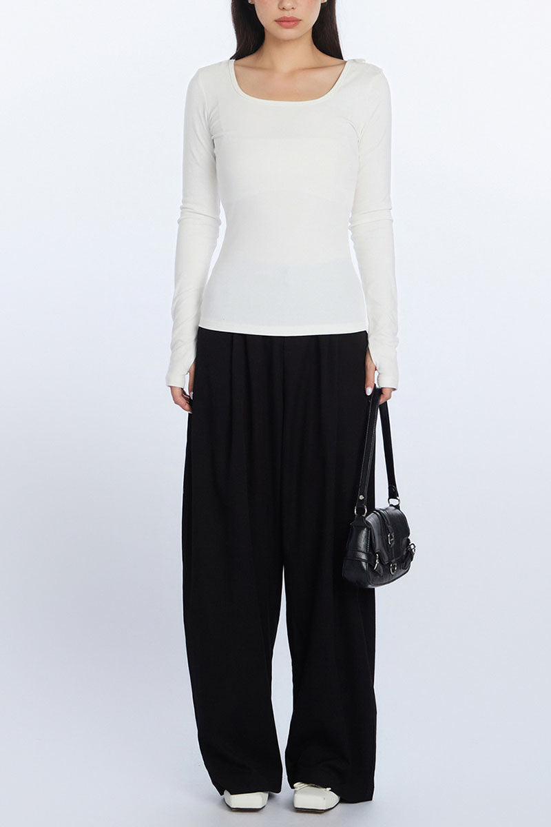 Angel Wing Cutout Tie Back Long Sleeve Top
