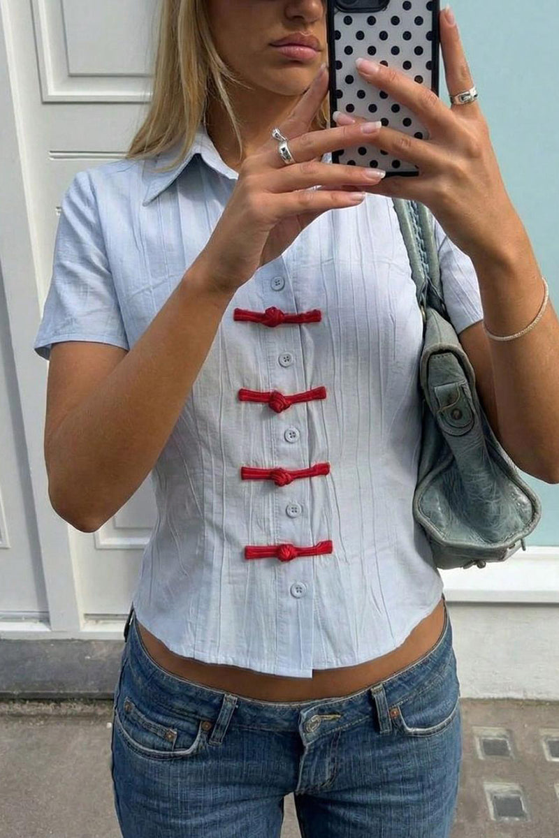 Bow Detail Button Blouse