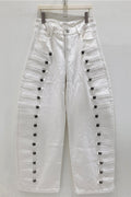 Button Wide Leg Jeans
