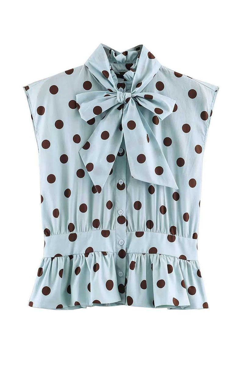 Bow Tie Neck Sleeveless Ruffle Tank