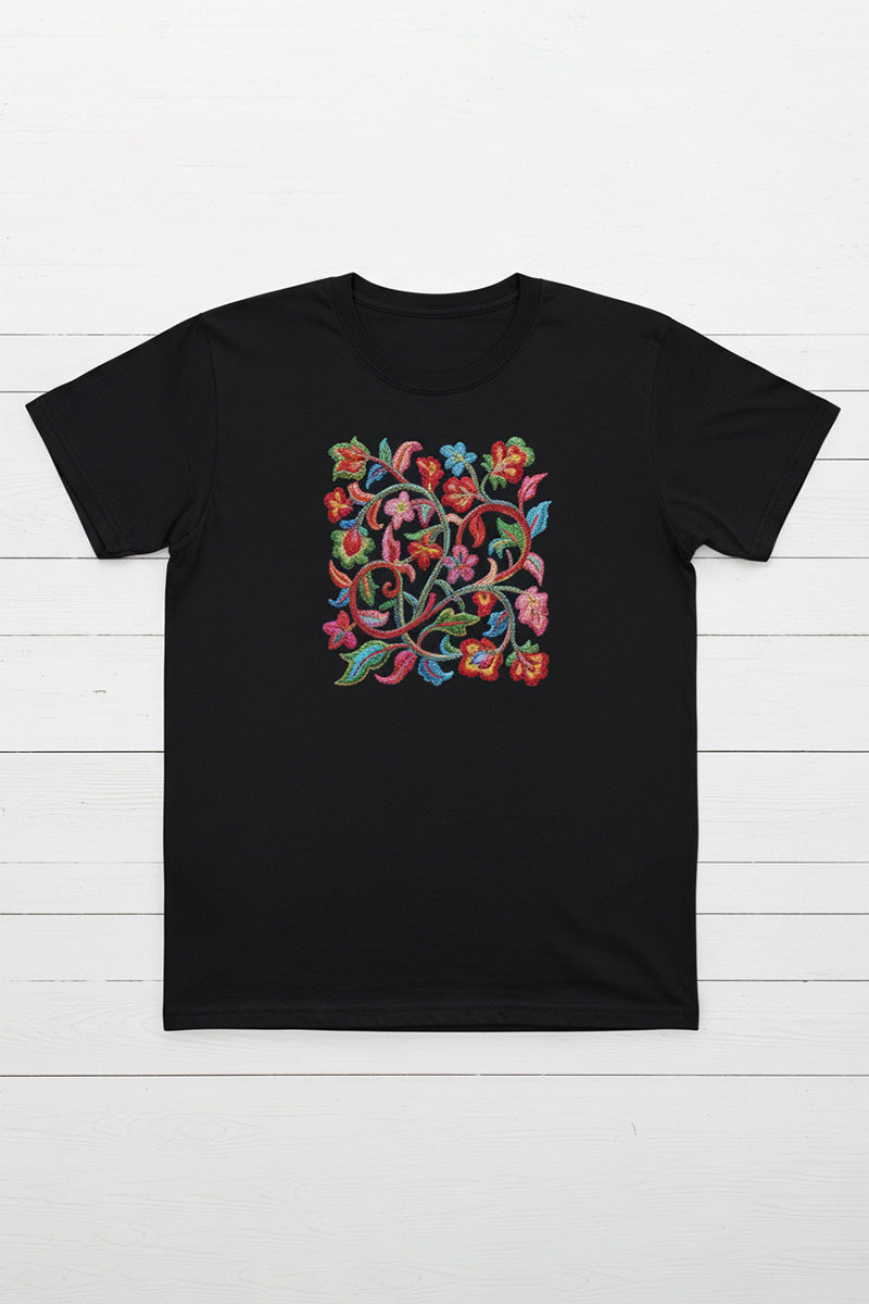 Botanical Vines Embroidery T-Shirt