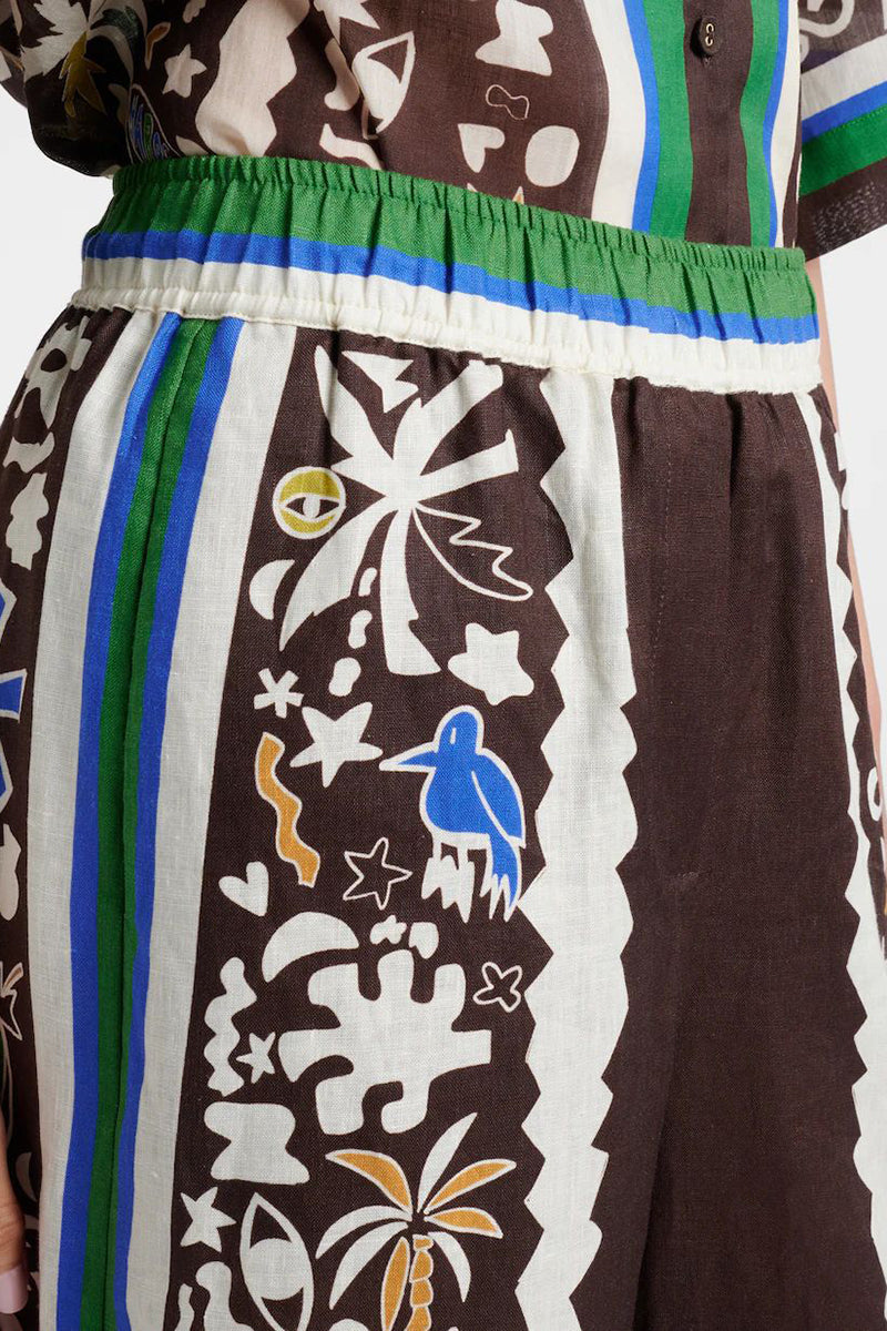Bohemian Print Wide-Leg Pants Set