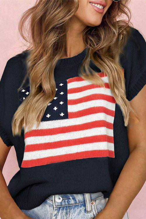 American Flag Short Sleeve Knit Vest