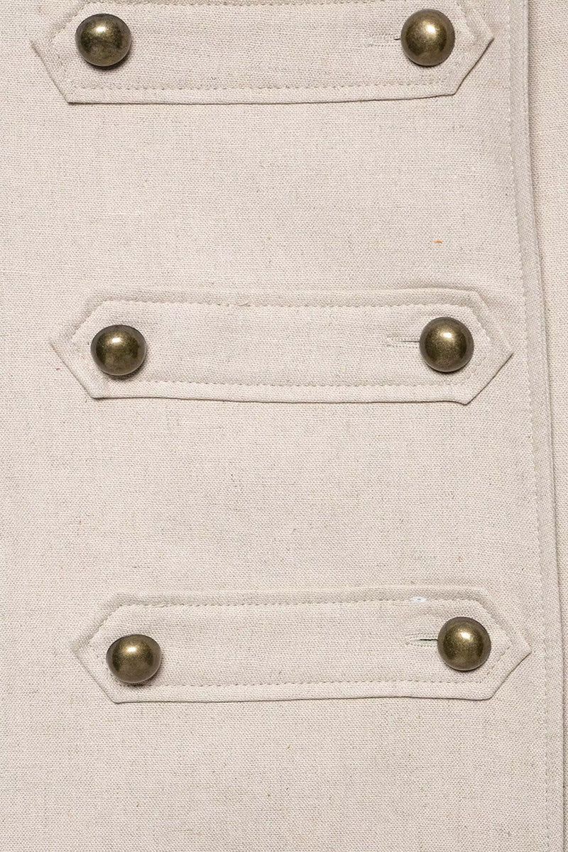 Button Detail Sleeveless Casual Dress