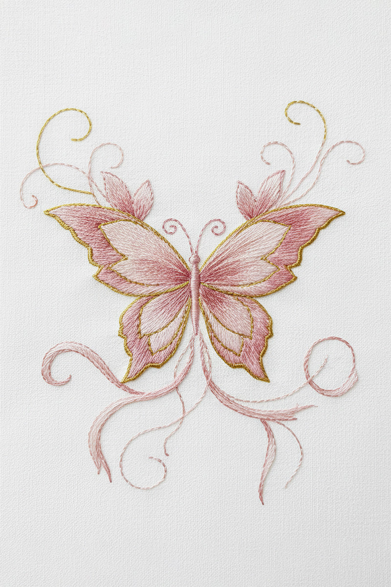 Blush Butterfly Embroidered T-Shirt