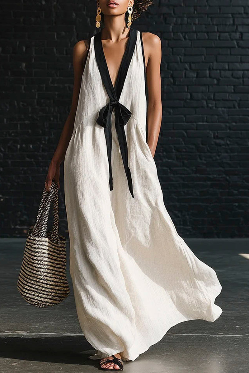 Bow-Tie Sleeveless Casual Dress