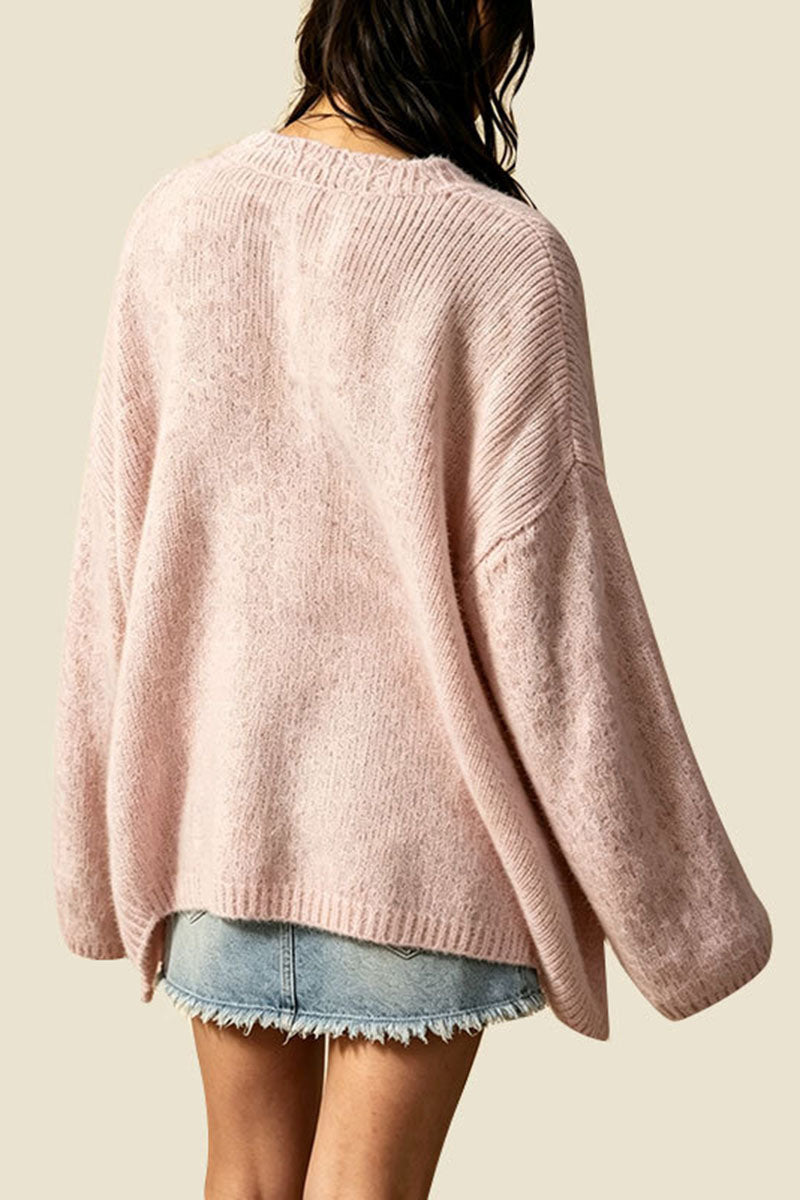 Button Front Patch Pocket Knit Cardigan