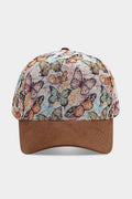 Butterfly Print Suede Brim Baseball Cap