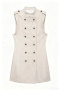Button Detail Sleeveless Casual Dress