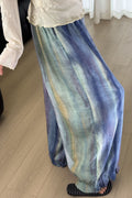Abstract Print Ruffle Hem Wide-Leg Pants