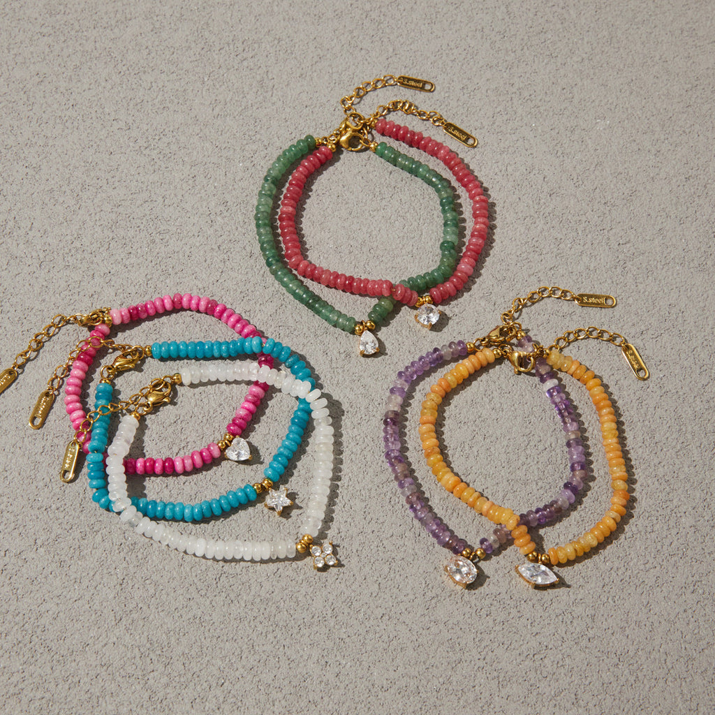 Beaded Charms Gemstone Bracelet