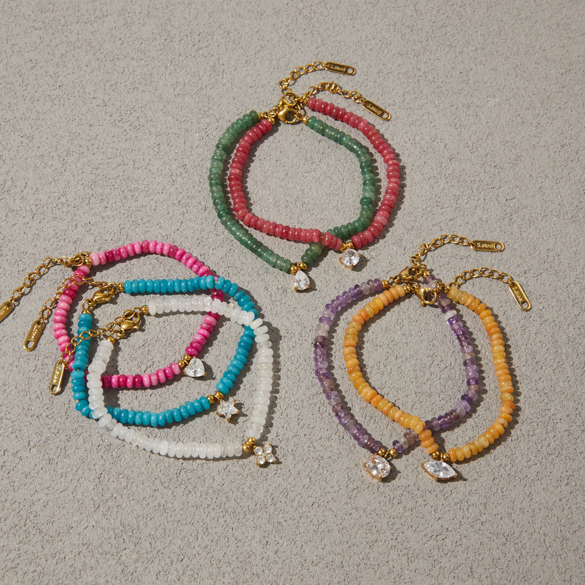 Beaded Charms Gemstone Bracelet