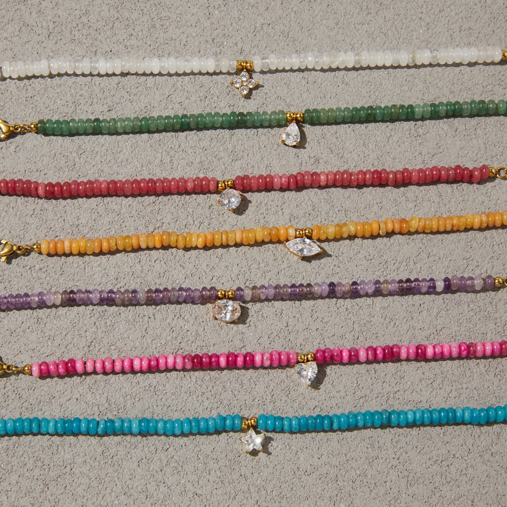 Beaded Charms Gemstone Bracelet