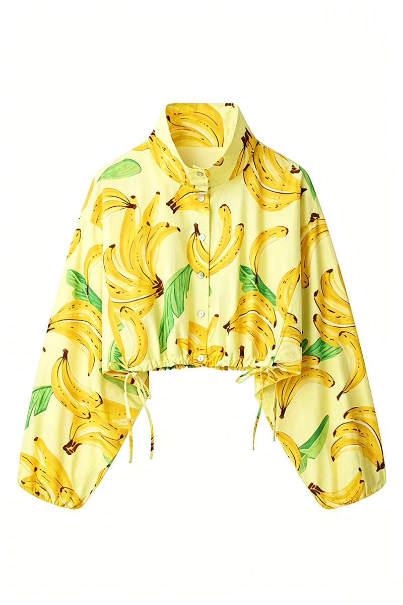 Banana Print Button Jacket