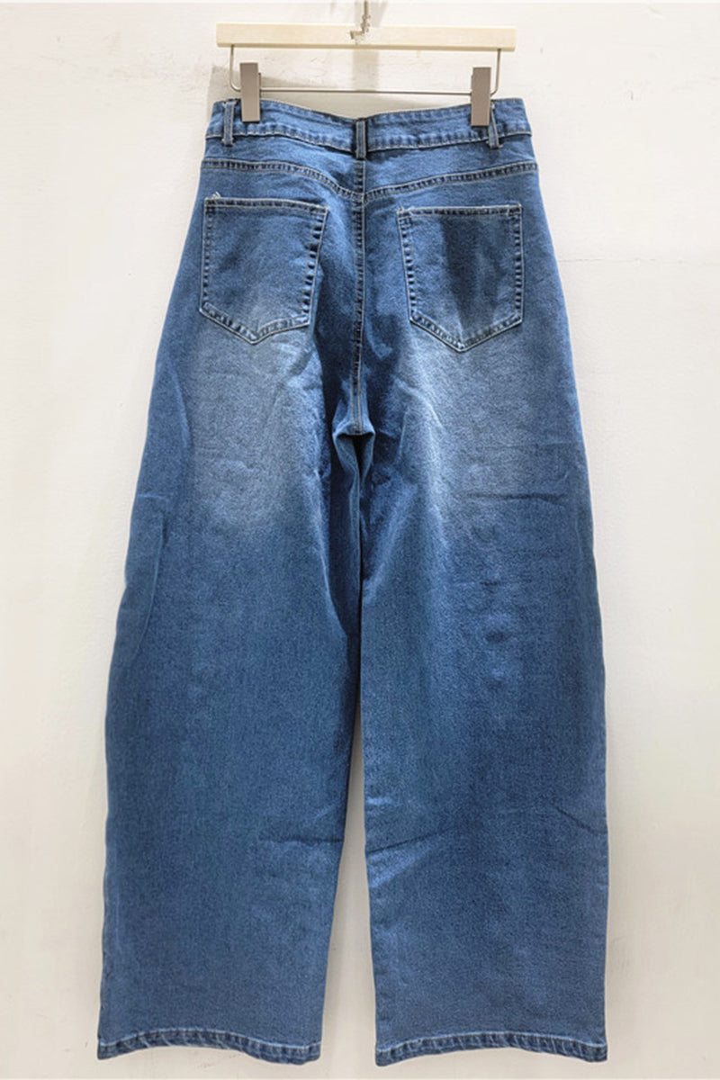 Button Wide Leg Jeans