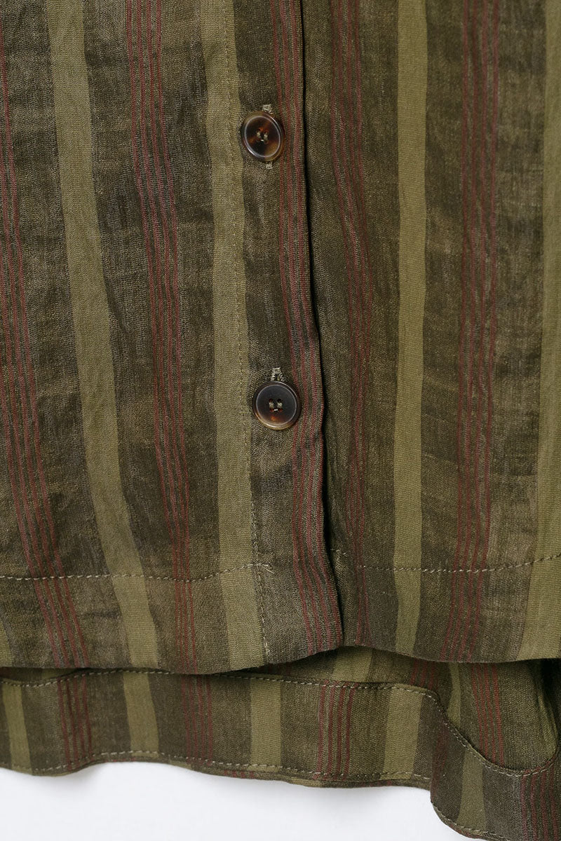 Asymmetric Collar Striped Long Sleeve Shirt