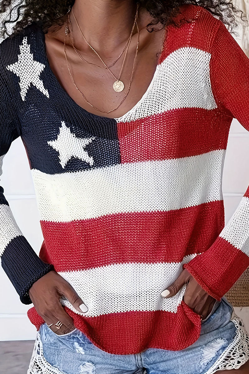 American Flag Knit Top