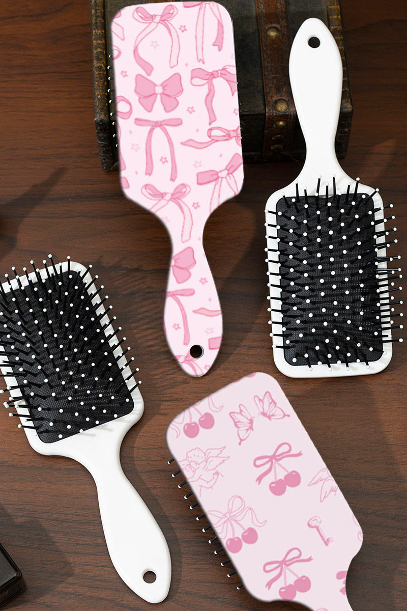 Bow Pattern Paddle Hair Brush