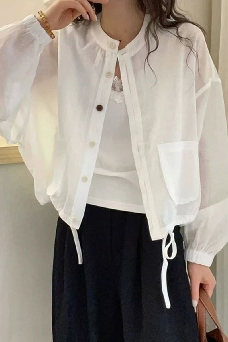 Button Pocket Sun Protection Jacket