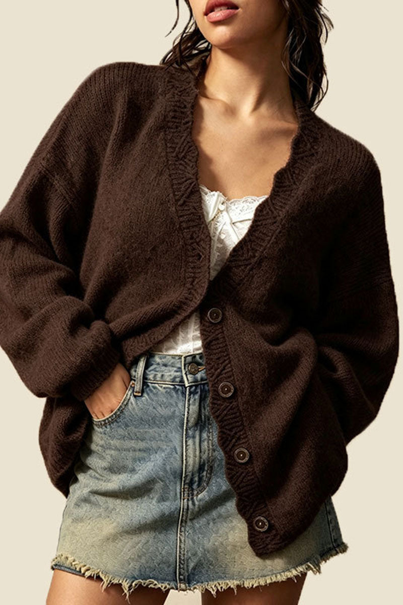 Button Front Patch Pocket Knit Cardigan