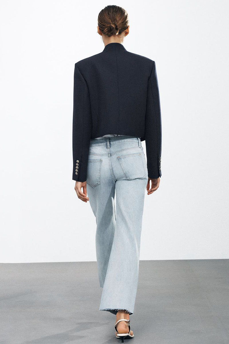 Braided Trim Button Front Crop Coat