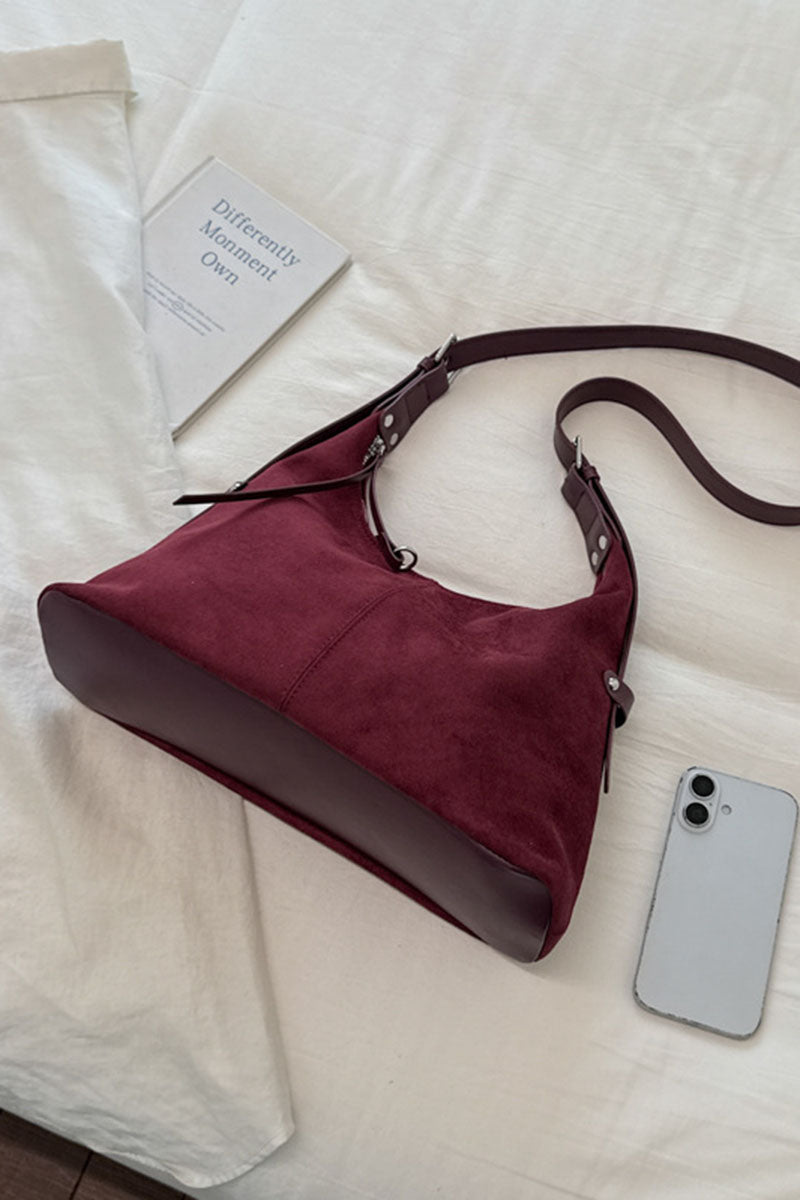 Adjustable Strap Suede Hobo Bag