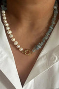 Baroque Pearl and Stone Chain Necklace