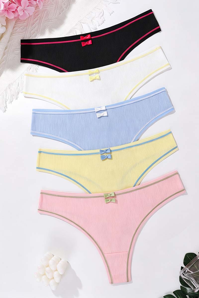 Bow Accent Ribbed  Panties