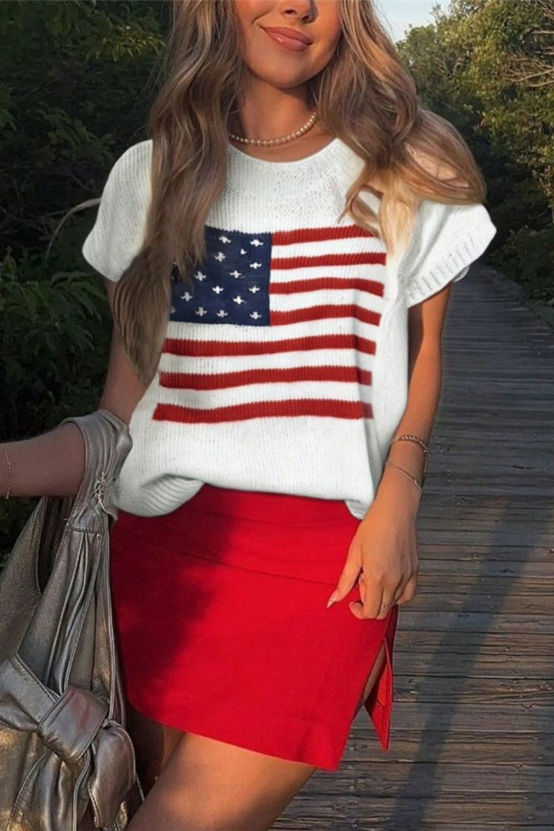 American Flag Short Sleeve Knit Vest