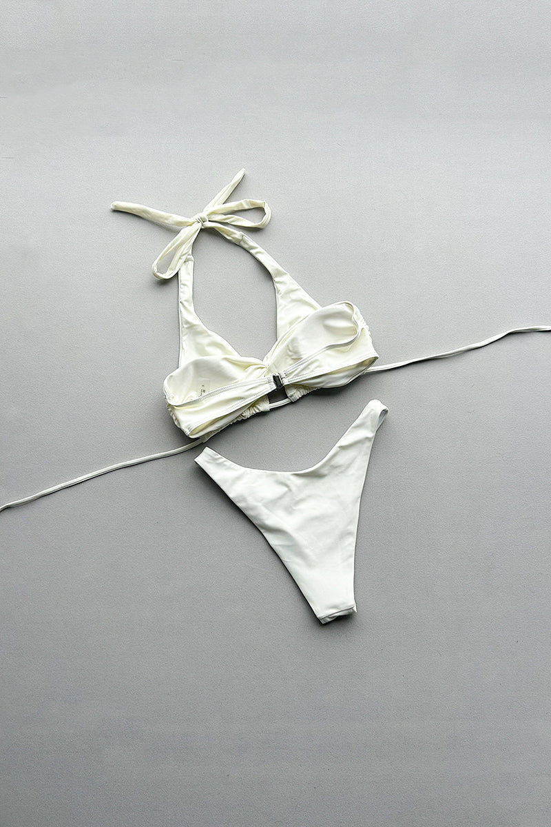 Bowknot Accent Halter Bikini Set