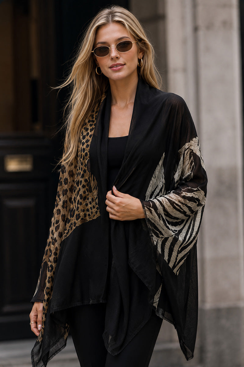Animal Print Sheer Cape