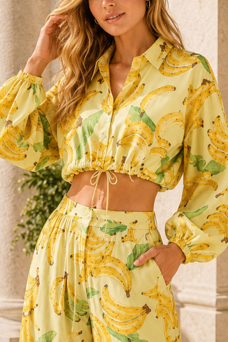 Banana Print Button Jacket