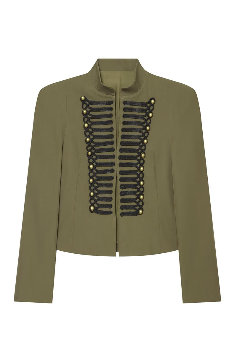 Button Stand Collar Long Sleeve Jacket