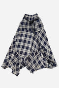 Asymmetric Plaid Midi Skirt