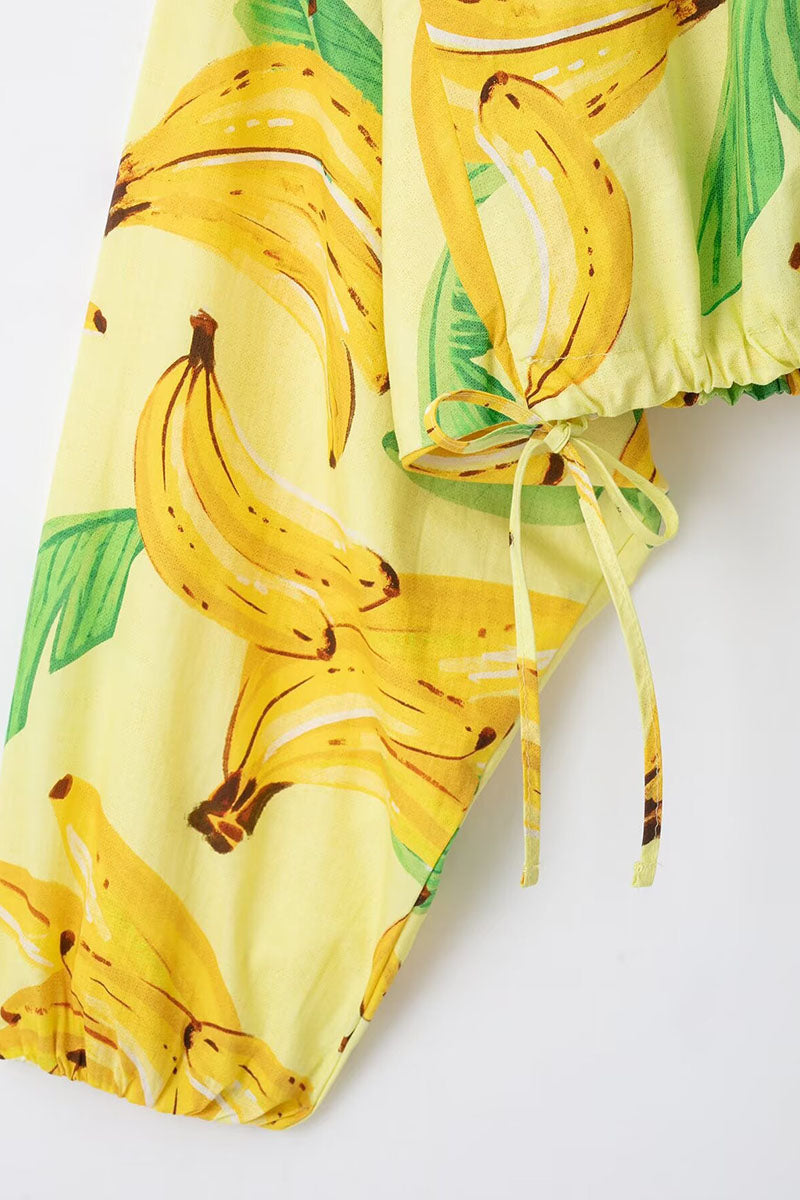Banana Print Button Jacket