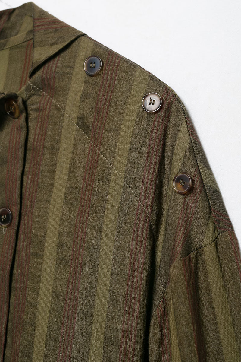 Asymmetric Collar Striped Long Sleeve Shirt