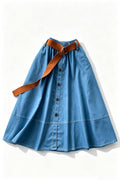 Button Decoration Denim Skirt