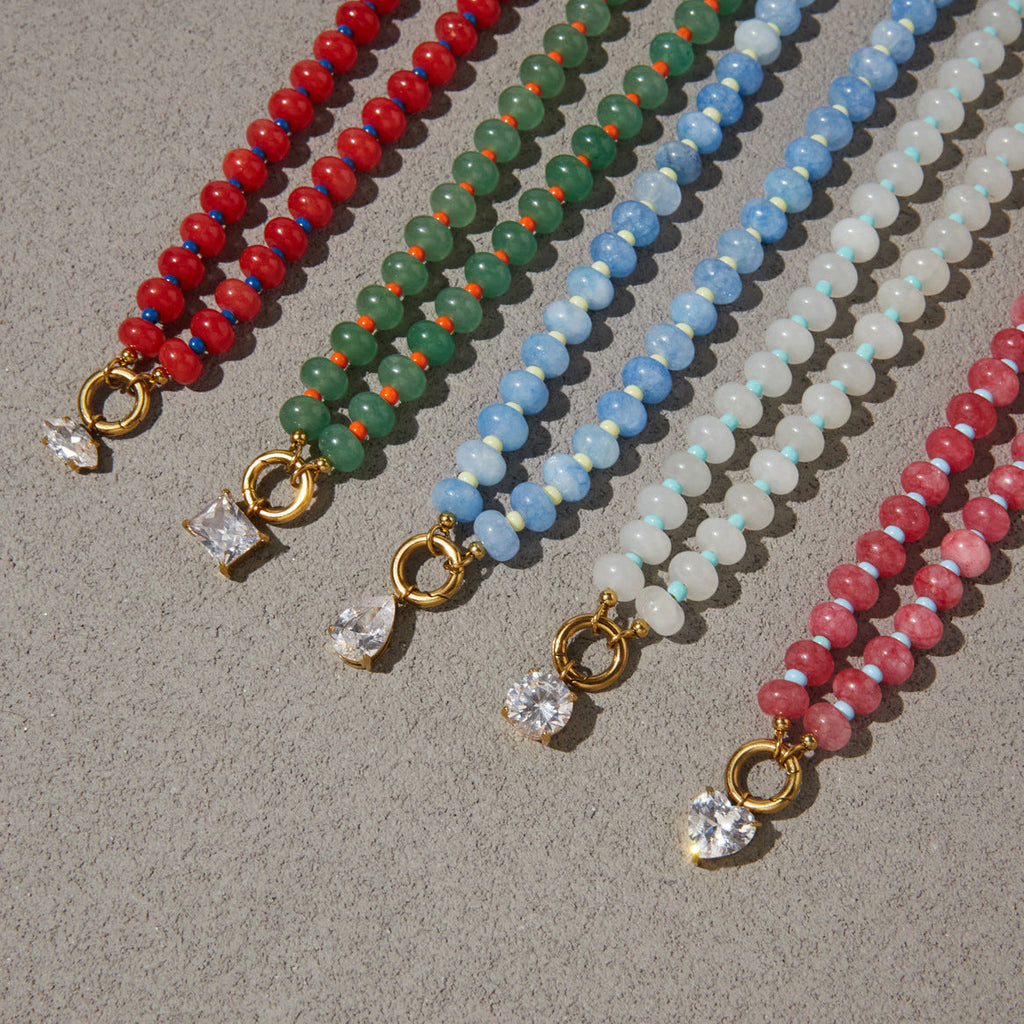Beaded Gemstone Pendant Necklace