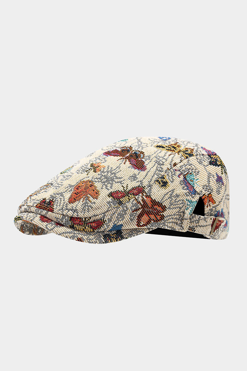 Butterfly Print Structured Flat Cap