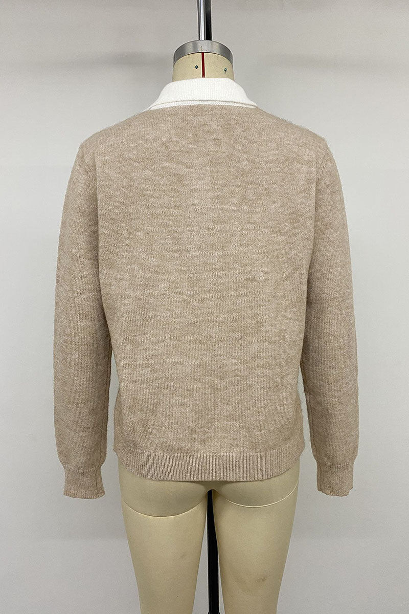 Argyle Knit Polo Collar Sweater