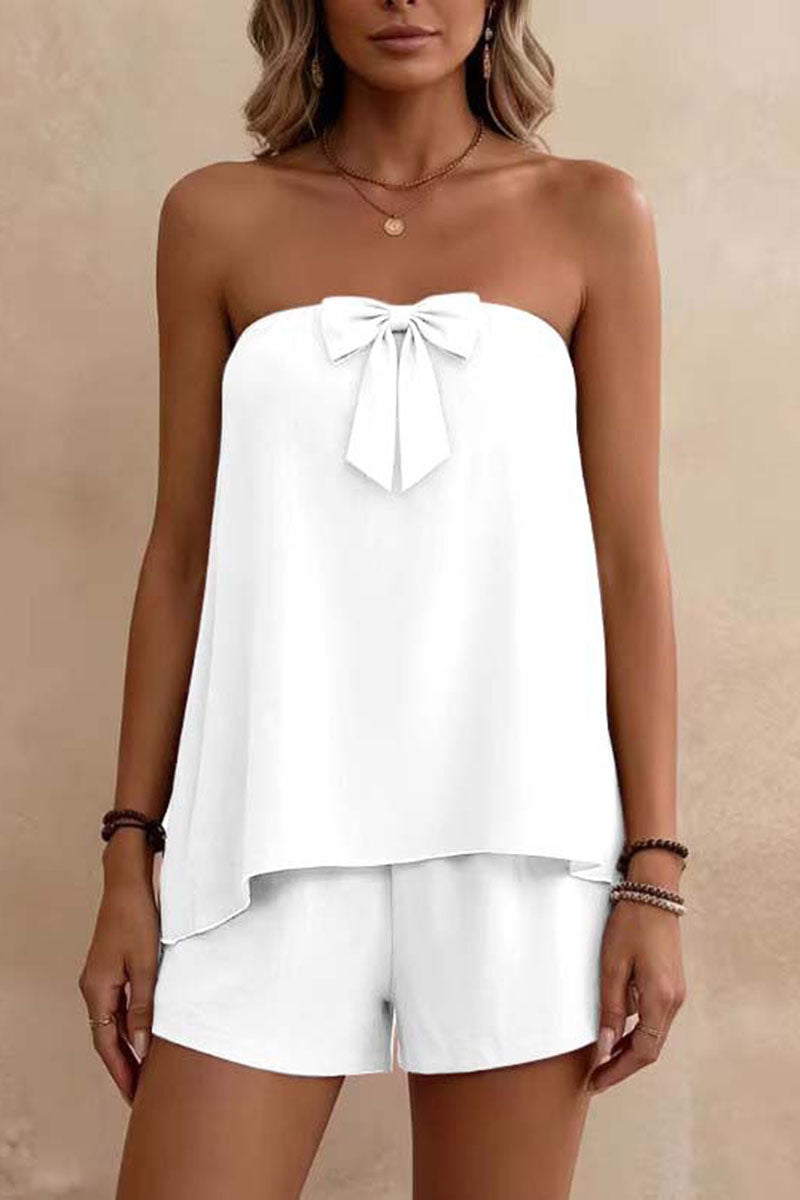 Bow Strapless Top and Short Set